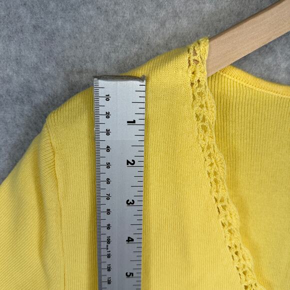 Faded Glory Stretch Top Womens Size XL 16-18 Yellow Pullover V-Neck Short Sleeve - Picture 7 of 11